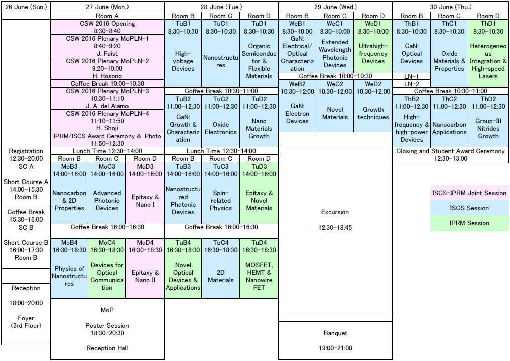 CSW2016 Program Timetable